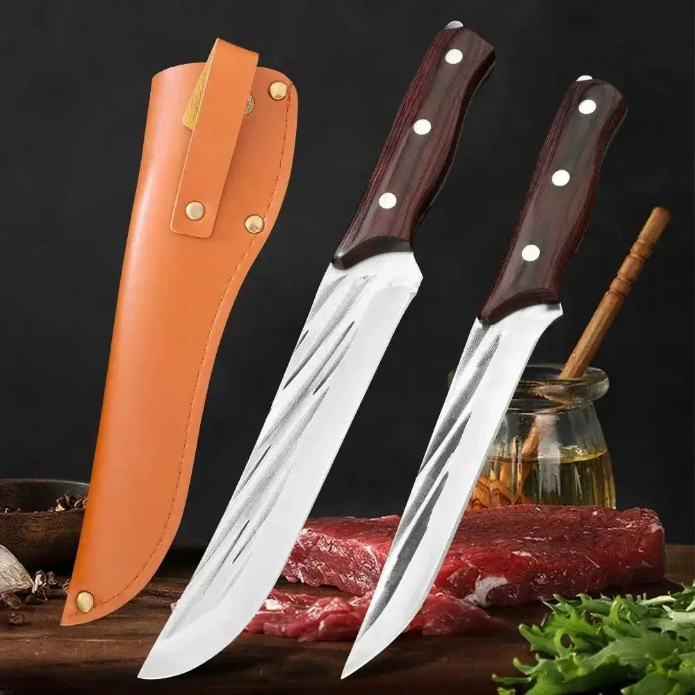 China China Barbecue Knife Wood Handle Kitchen Knives Chef Hand Forged Blade Boning Knife Slicing Meat Fruit Fish Filleting Utility Knife