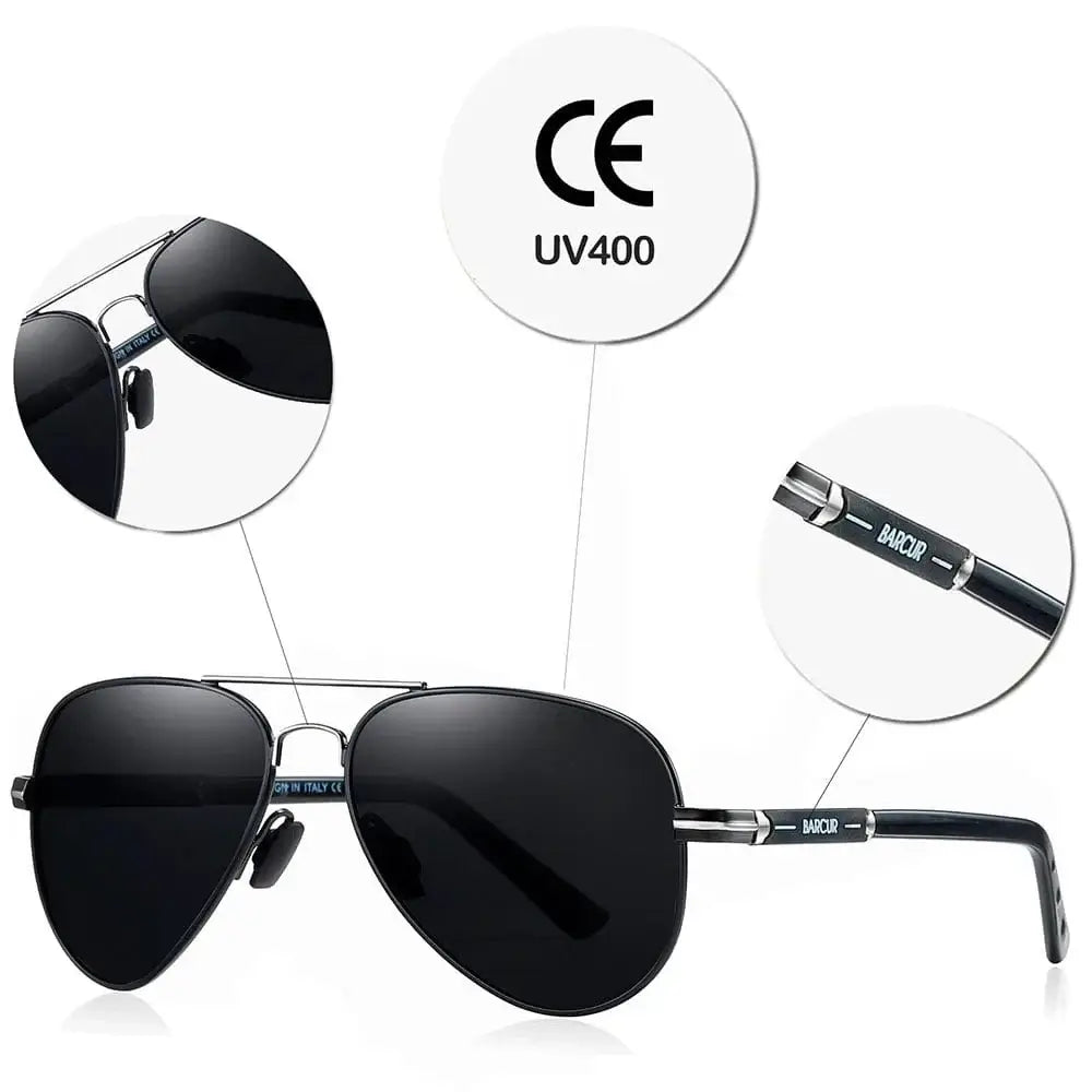China China BARCUR Polarized Mens Sunglasses Pilot Sun Glasses for Men Accessories Driving Fishing Hiking Eyewear Oculos Gafas De Sol