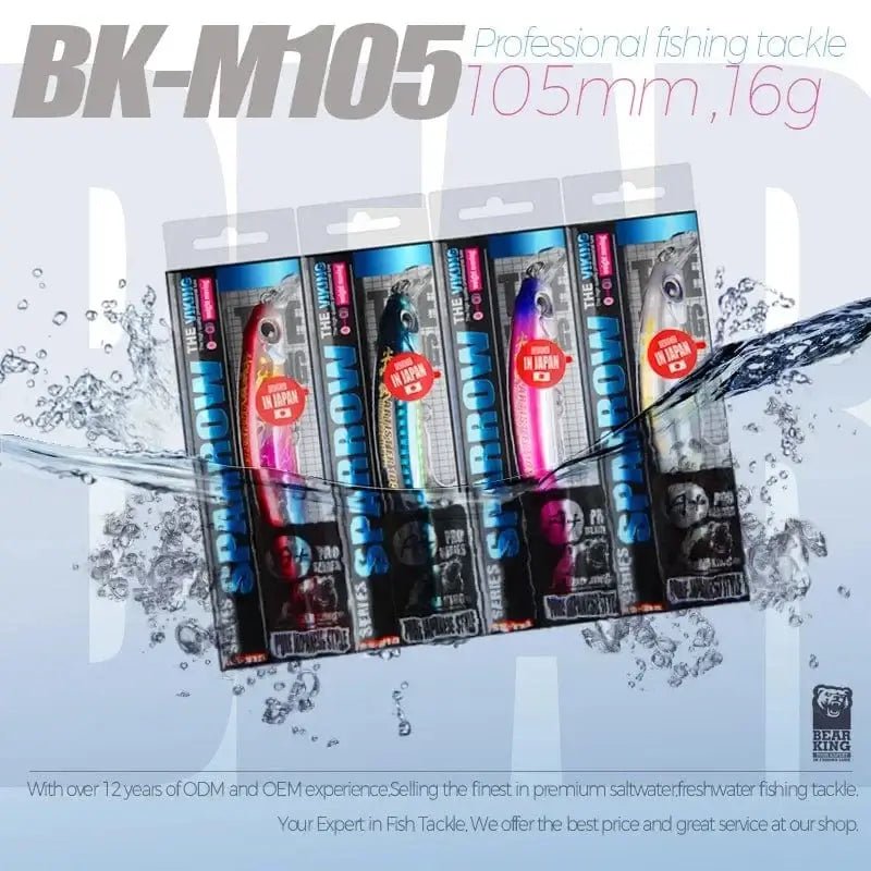 China China BEARKING 10.5cm 16g 8cm 8.5g Hot fishing gear shone sinking lures minnow crank fixed weight system wobbler bait isca artificial