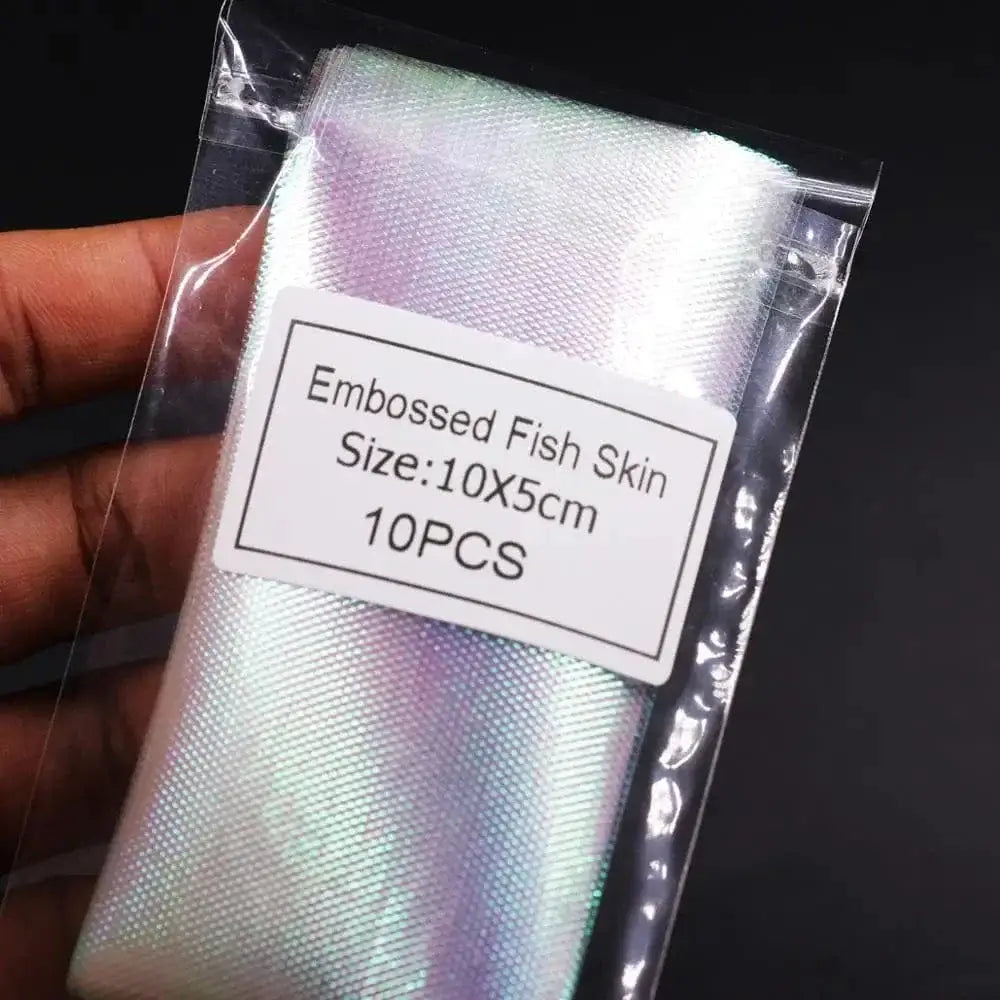 China China Bimoo 10pcs/20pcs Embossed Plastic Rainbow Fish Skin for Sabiki Rig Fly Tying Streamer Fly Tying Material