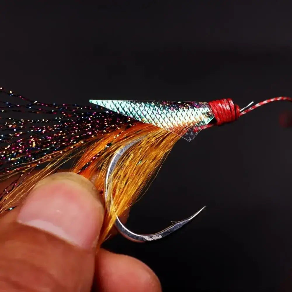 China China Bimoo 10pcs/20pcs Embossed Plastic Rainbow Fish Skin for Sabiki Rig Fly Tying Streamer Fly Tying Material