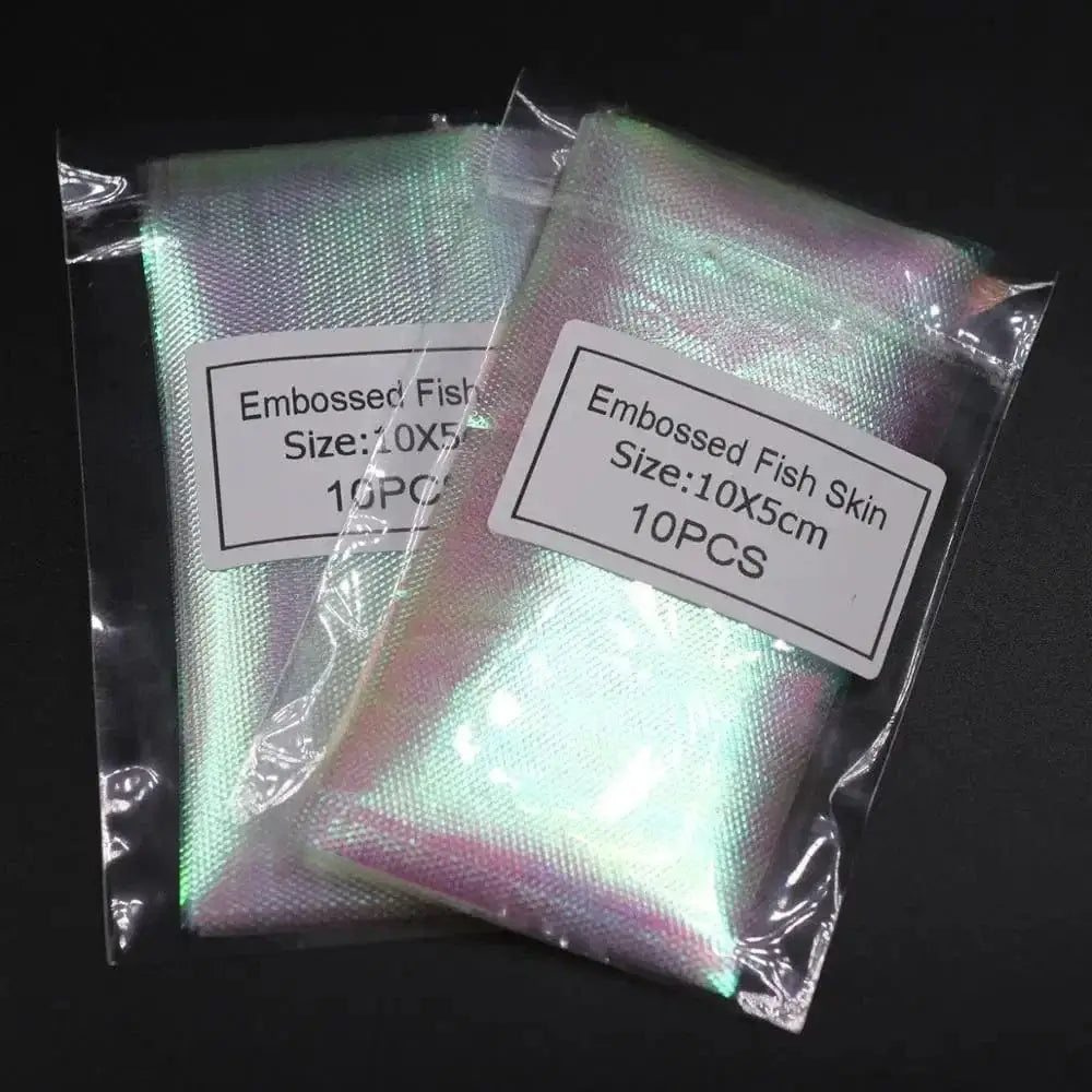 China China Bimoo 10pcs/20pcs Embossed Plastic Rainbow Fish Skin for Sabiki Rig Fly Tying Streamer Fly Tying Material