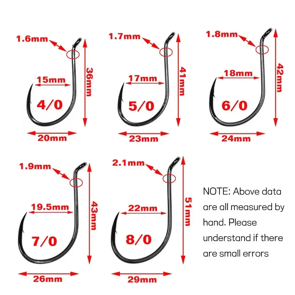 China China Bimoo 20pcs Offset Octopus Beak Hook High Carbon Steel Black Nickel Sea Fishing Hook 4/0 5/0 6/0 7/0 8/0