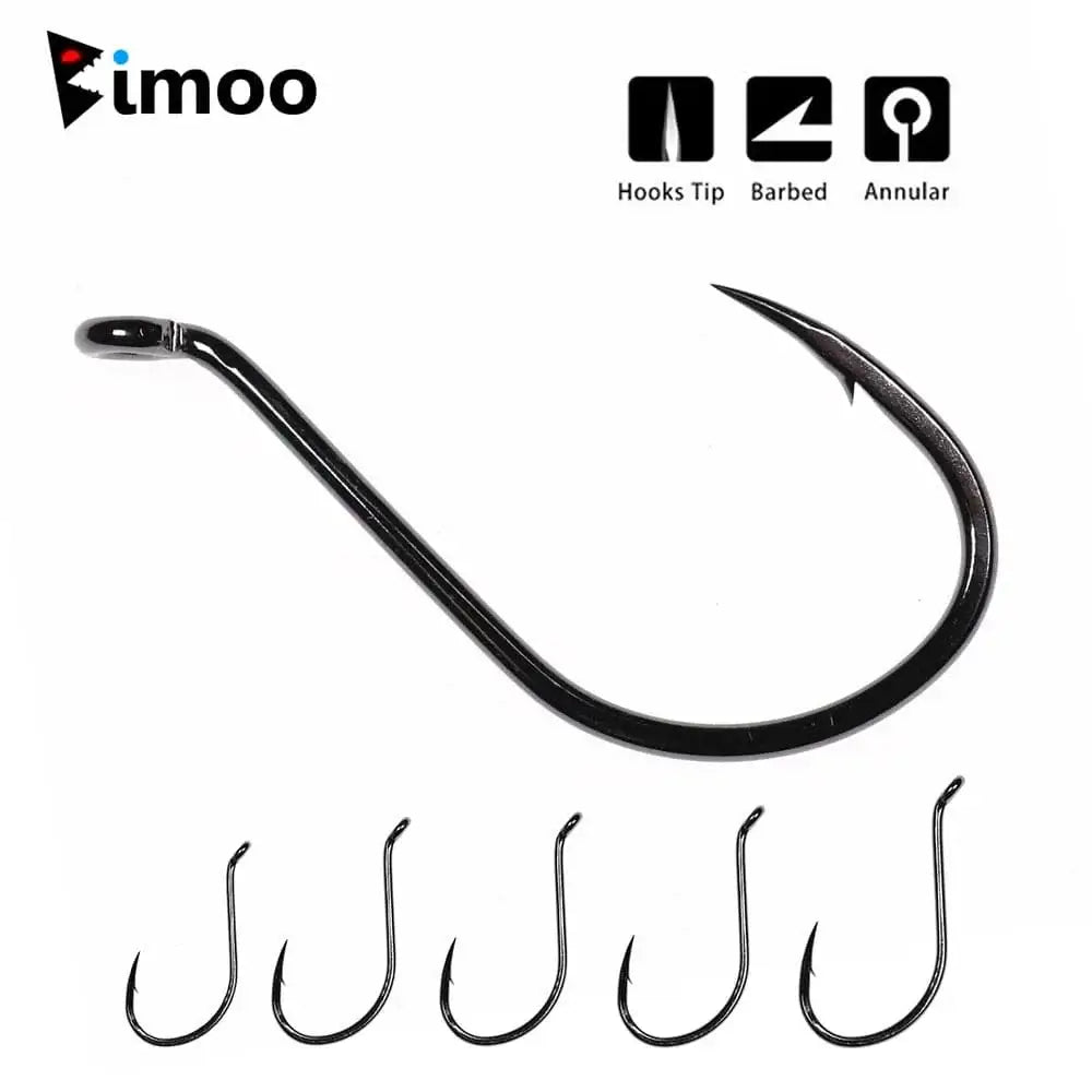 China China Bimoo 20pcs Offset Octopus Beak Hook High Carbon Steel Black Nickel Sea Fishing Hook 4/0 5/0 6/0 7/0 8/0
