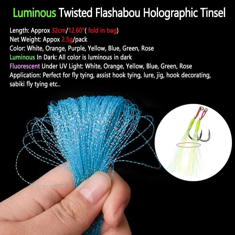China China Bimoo 2packs Luminous Twisted Flashabou Holographic Tinsel Crystal Flash Strands For Jig Hook Lure Sabiki Rig Making Material