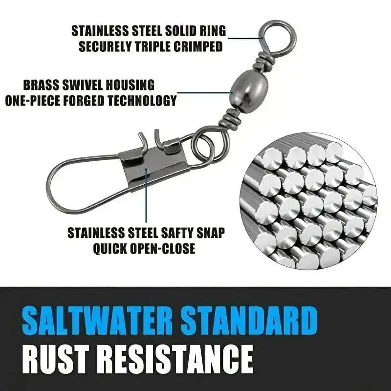 China China BLACK 100Pcs/Set Fishing Connector Swivels Interlock Pin Pin Bearing Rolling Swivel Snap Swivel For Fishhook Carp Lure Accessories