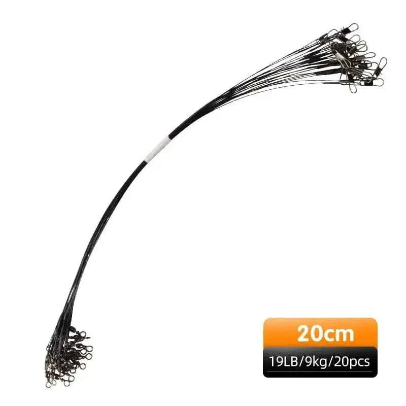 China China Black-20cm-20pcs MEREDITH Anti Bite Steel Fishing Line 15cm-25cm Steel Wire Leader With Swivel Fishing Accessory Lead Core Leash Fishing Wire