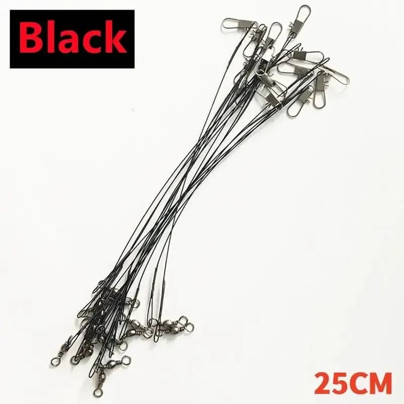 China China Black 25cm / 100PCS Anti Bite Steel Fishing Line Steel Wire Leader with Swivel Snaps Lead Core Leash Fishing Leader Wire Fishing Accessory 15CM-30CM