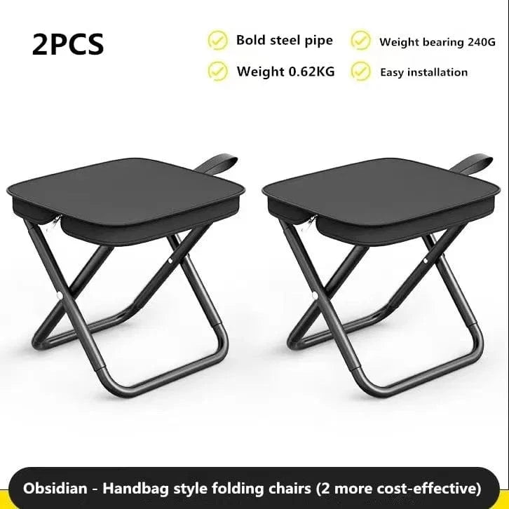 China China Black 2P Portable multifunctional outdoor picnic camping folding chair, ultra light fishing stool, travel stool, fishing accessories