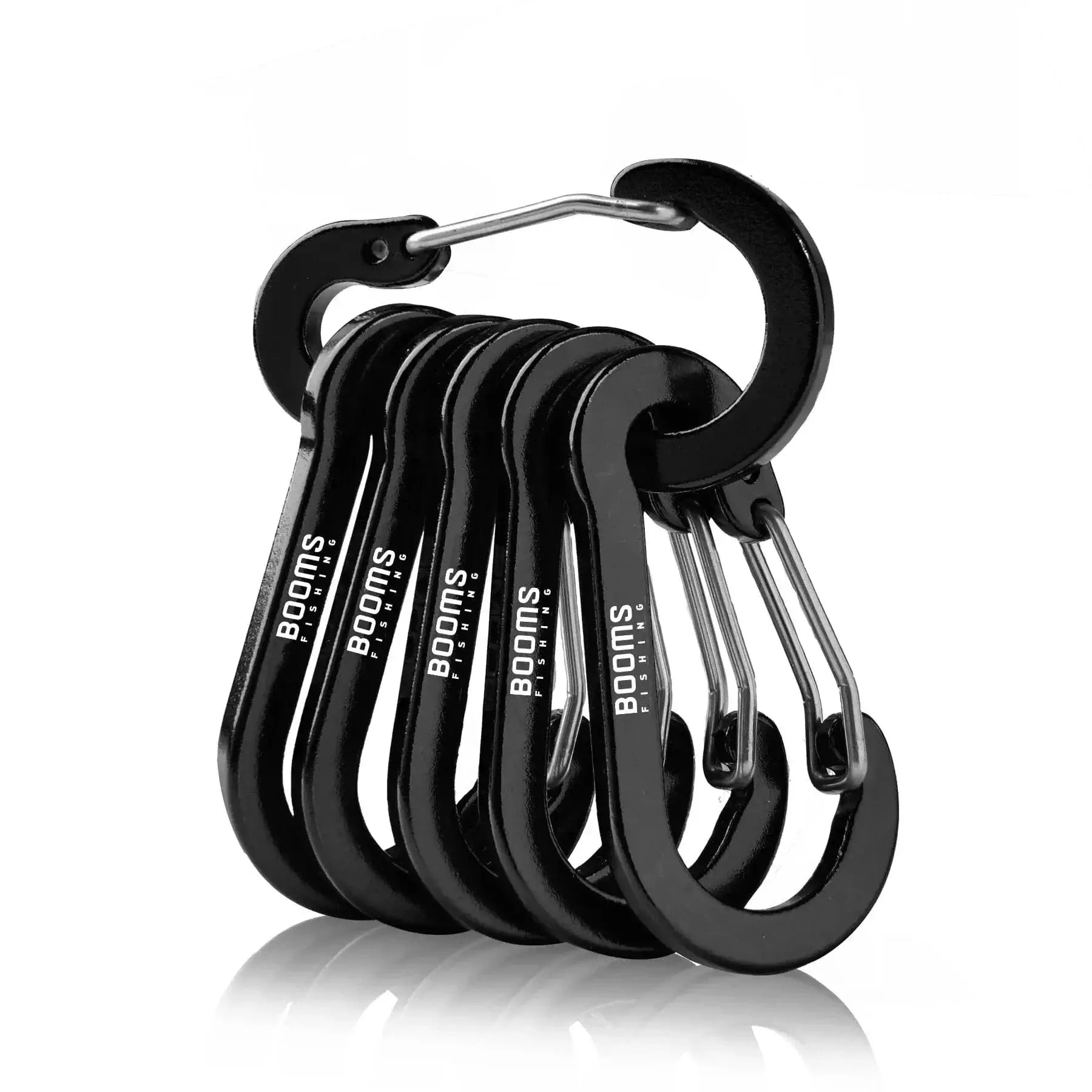 China China Black 6pcs Booms Fishing CC1 6Pcs Aluminum Alloy Carabiner Keychain Outdoor Camping Climbing Snap Clip Lock Buckle Hook Fishing Accessories