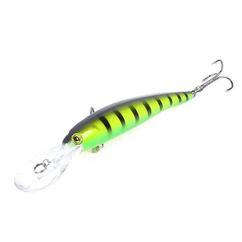 China China Black Green 7 Fish Hook Bait 10g Deep Diving Large Minnow Wobbler Lure Artificial Hard Bait Crankbait Bass Pike Walleye Perch Fishing Gear