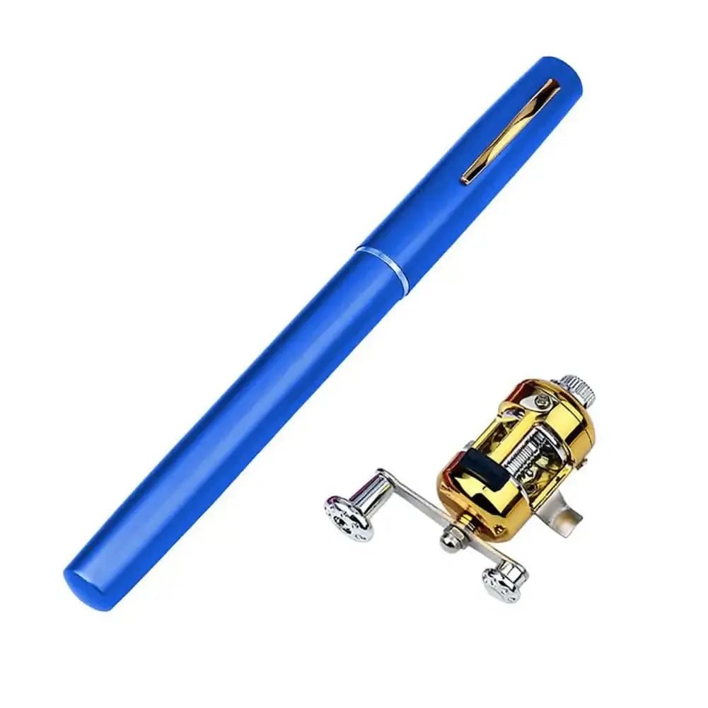 China China blue 1m Portable Telescopic Mini Fishing Pole Ultralight Pen Shape Fishing Rod Fishing Accessories For Outdoor River Lake