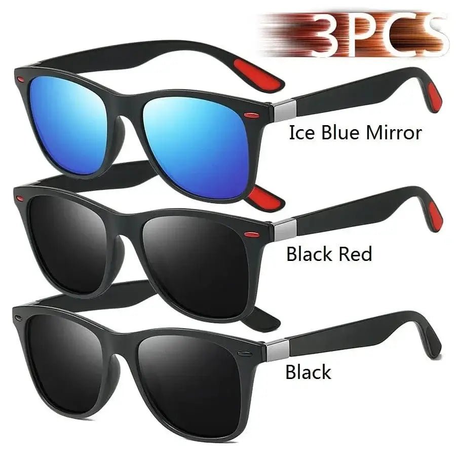 China China Blue-BlackRed-Black Fashion Vintage Square Unisex Driving Fishing Sunglasses Men Women Luxury Brand Designer Sun Glasses Anti-Glare Eyewear UV400