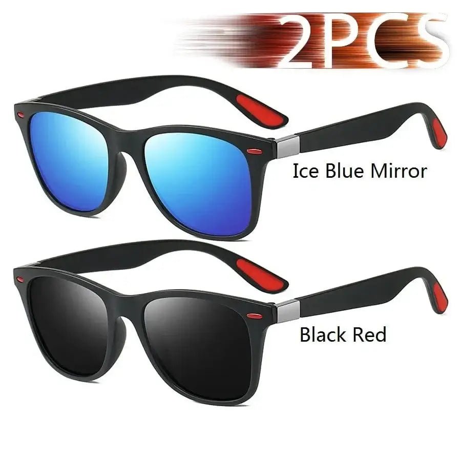 China China Blue-BlackRed Fashion Vintage Square Unisex Driving Fishing Sunglasses Men Women Luxury Brand Designer Sun Glasses Anti-Glare Eyewear UV400