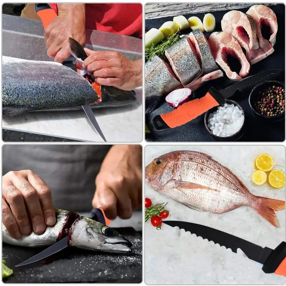 China China Boning Knife Fish Fillet 3-in-1 Kitchen Knives Japanese Chef Knifes Sashimi Fishing Knife Stainless Steel Coating Blade for Salt