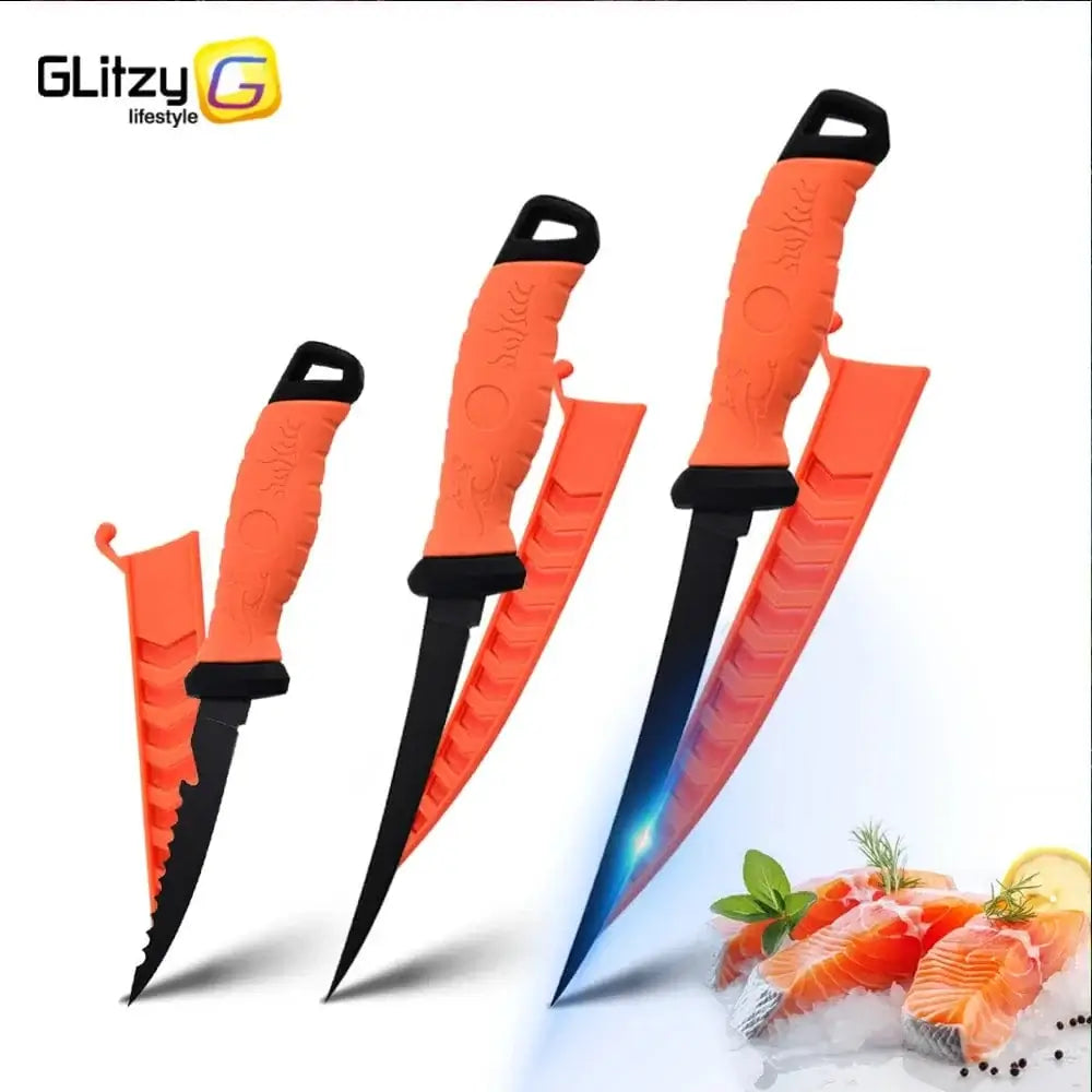China China Boning Knife Fish Fillet 3-in-1 Kitchen Knives Japanese Chef Knifes Sashimi Fishing Knife Stainless Steel Coating Blade for Salt