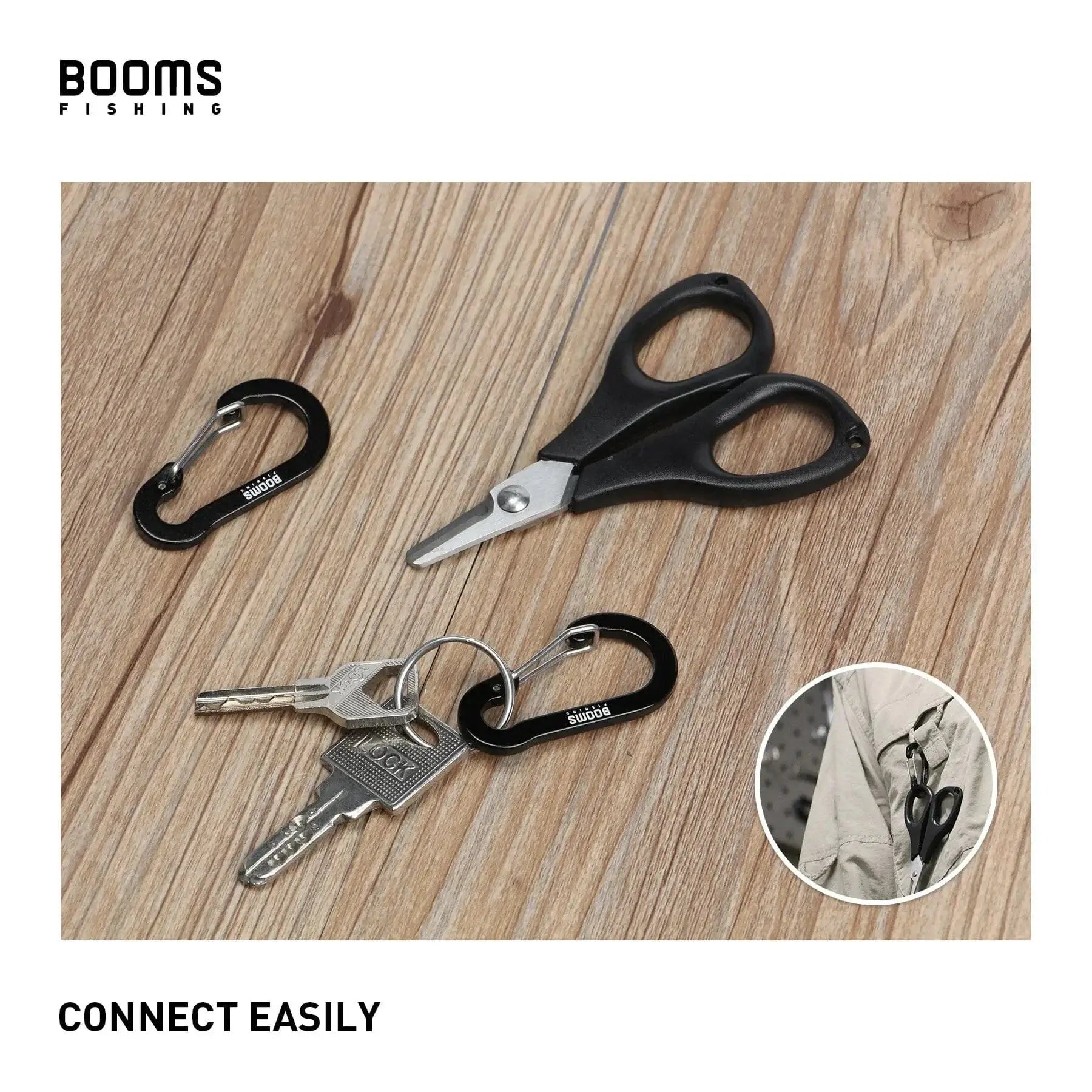 China China Booms Fishing CC1 6Pcs Aluminum Alloy Carabiner Keychain Outdoor Camping Climbing Snap Clip Lock Buckle Hook Fishing Accessories