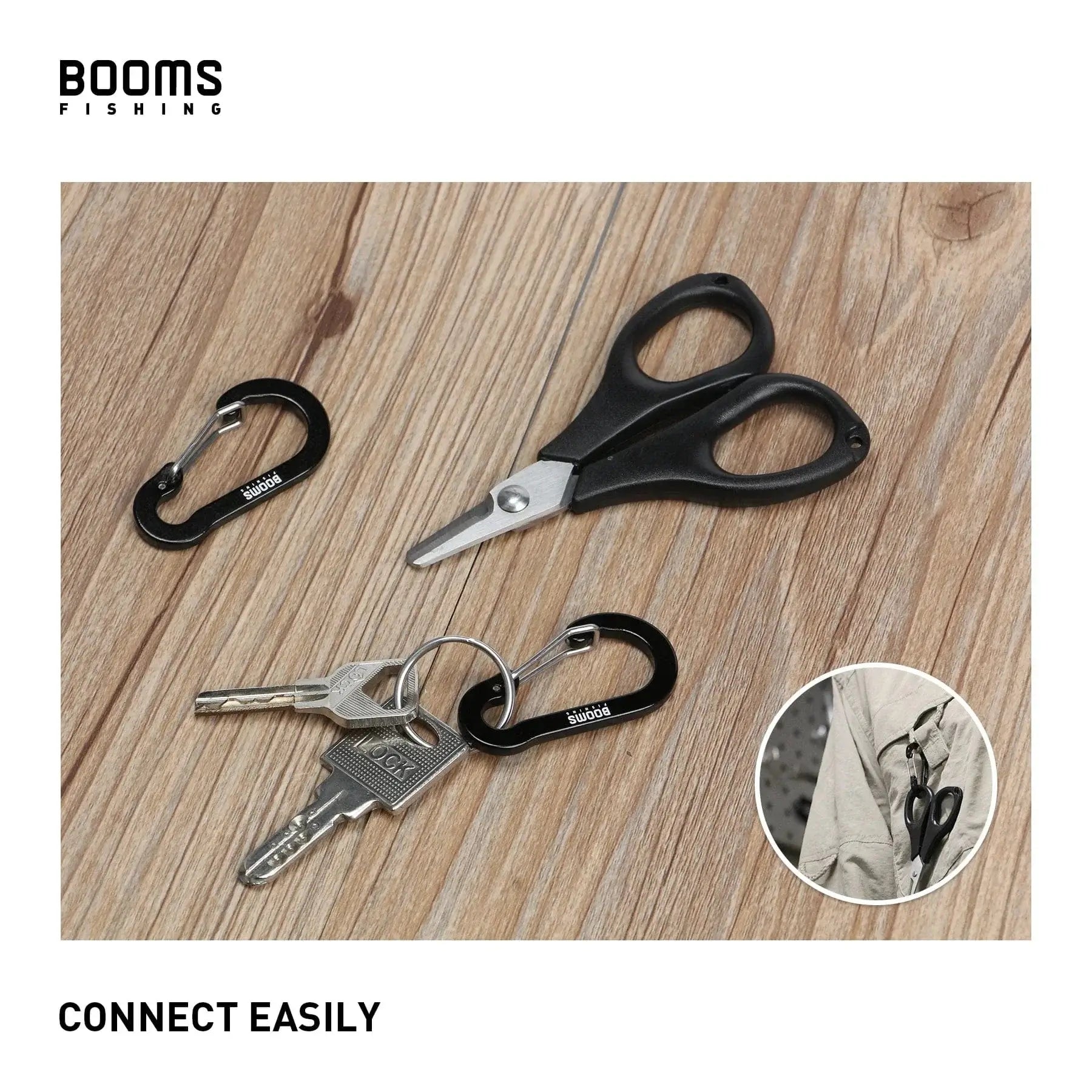China China Booms Fishing CC1 Steel Small Carabiner Clips Outdoor Camping Multi Tool Fishing Acessories 6pcs