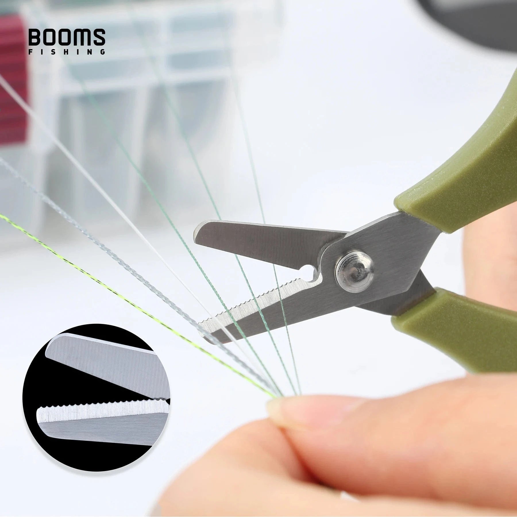 China China Booms Fishing S01 Fishing Scissors for Braided Line Fishing Line Cutter Fishing Serrated Shears with Retractor Split Ring