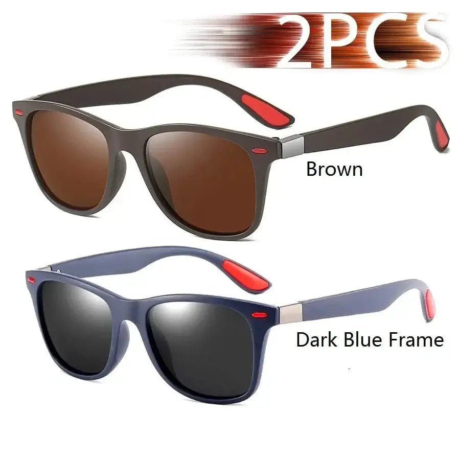 China China Brown-DarkBlueFrame Fashion Vintage Square Unisex Driving Fishing Sunglasses Men Women Luxury Brand Designer Sun Glasses Anti-Glare Eyewear UV400