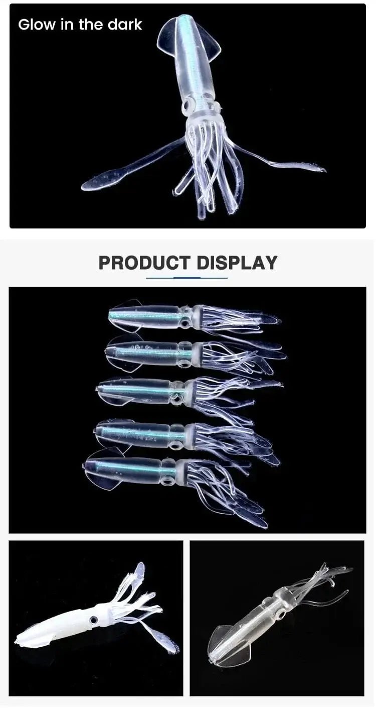 China China BURLE Luminous Soft Lures Mix Oiled Octopus Soft Skirts Squid Lures Artificial Soft Squid Jig Custom Fishing Lures