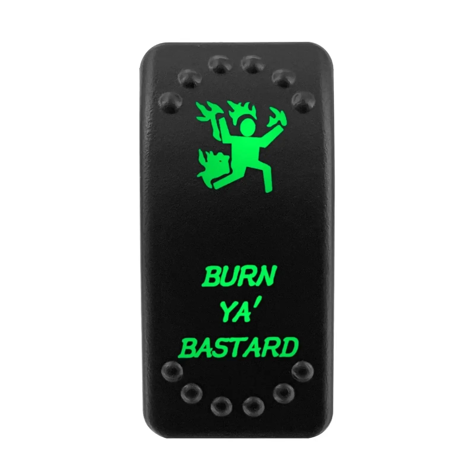 China China BURN YA BASTARD Waterproof Green Led Car Rocker Switch On Off 12V 20A Washer Wiper Momentary Toggle Switch For Marine Boat ATV RZR RV Autosteer