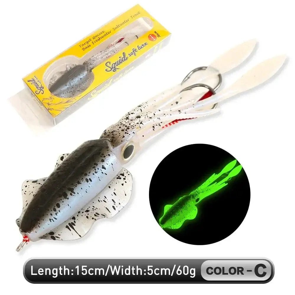 China China C 15cm 60g ZUKIBO Soft Squid Bait Fishing Trolling Lure Octopus Head Jigs 60g Luminous UV Squid Jig for Deep Sea Boat Fishing Wobblers Bait