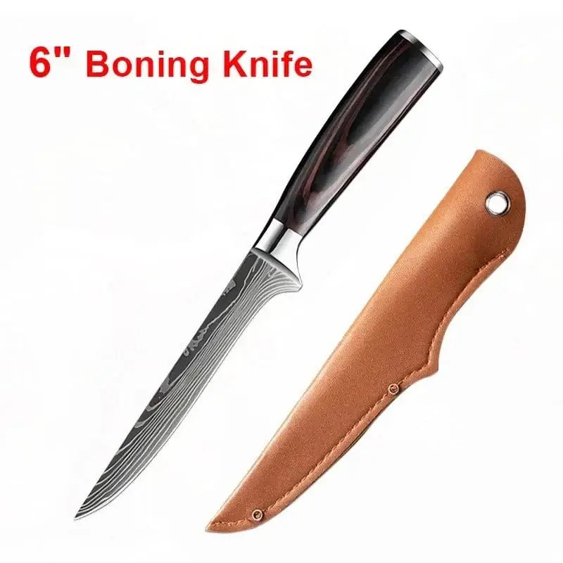 China China C knife with sheath Wood Handle Sashime Knife Fish Filleting Knife High Stainless Steel Kitchen Knives Meat Cleaver Boning Knife Chef Slicing Tools