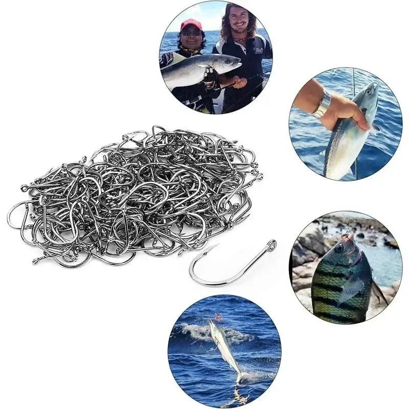 China China Carbon Steel Fishing Hooks 50-1600Pcs/Box Strong Sharp Silver Circle Fishhook 3#-12# Jig Barbed Pesca Portable Lure Bait Tackle