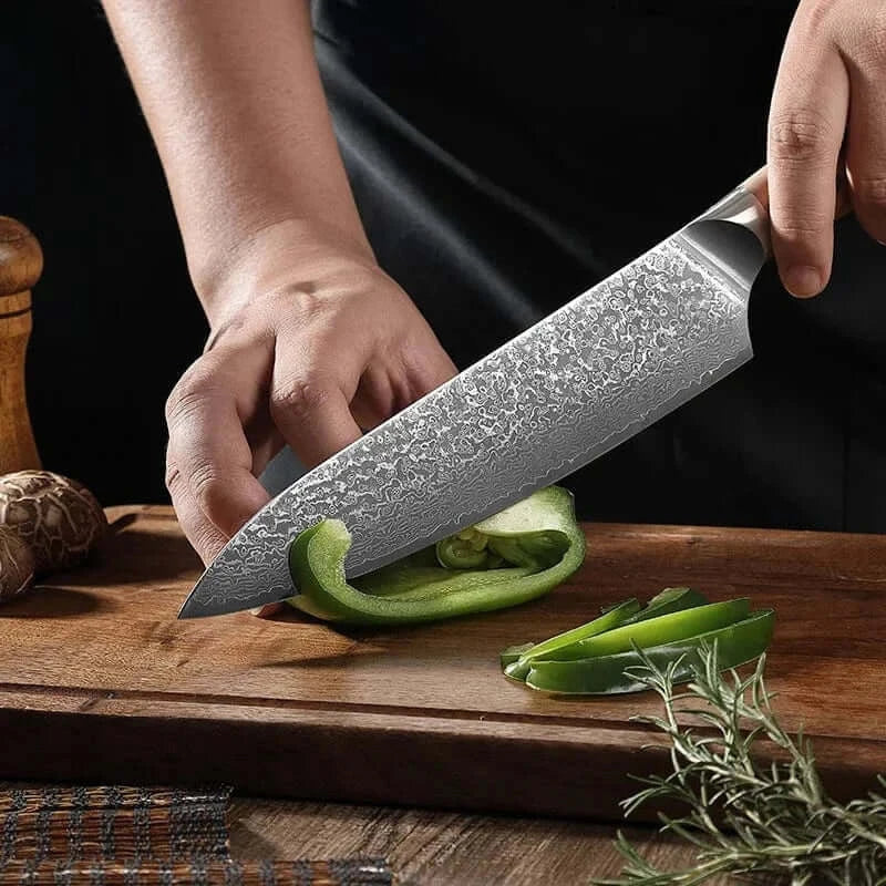 China China Chef Knife / 8 inch 8 Inch Chef Knife Olive Wood Handle 67 Layers Damascus Steel 10Cr15MoV Blade Sharp Slicing Cleaver Kitchen Knives Cooking Tools