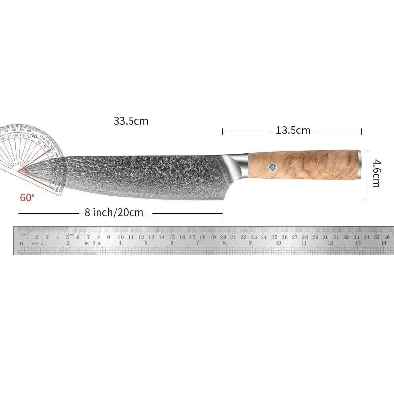 China China Chef Knife / 8 inch 8 Inch Chef Knife Olive Wood Handle 67 Layers Damascus Steel 10Cr15MoV Blade Sharp Slicing Cleaver Kitchen Knives Cooking Tools