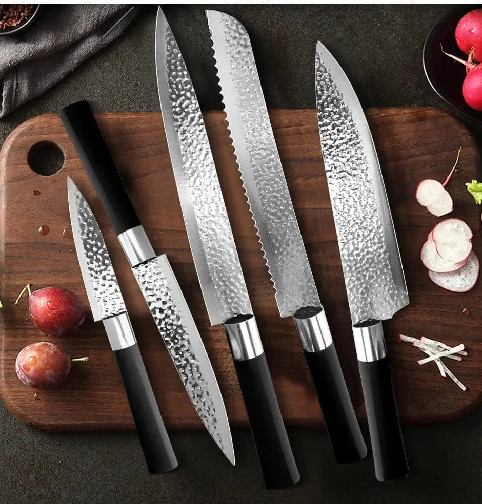 China China Chef knives 6 Set Professional Japanese Kitchen knives High Carban stainless steel Meat Cleaver Fruit Paring knife Chef Knife