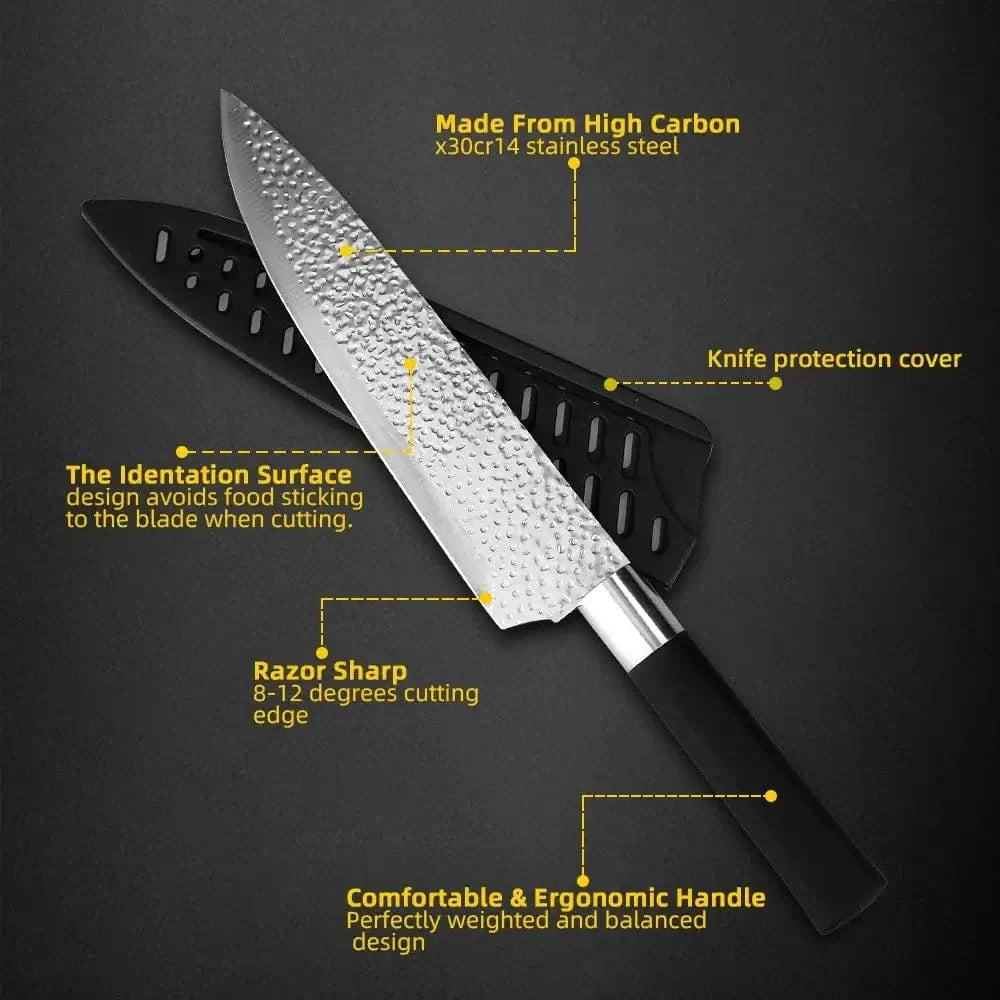 China China Chef knives 6 Set Professional Japanese Kitchen knives High Carban stainless steel Meat Cleaver Fruit Paring knife Chef Knife