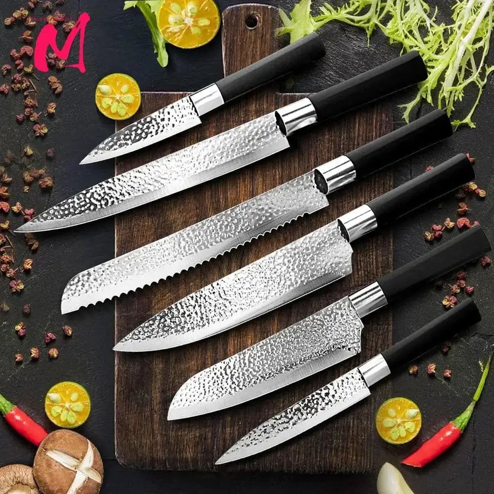 China China Chef knives 6 Set Professional Japanese Kitchen knives High Carban  stainless steel Meat Cleaver Fruit Paring knife Chef Knife