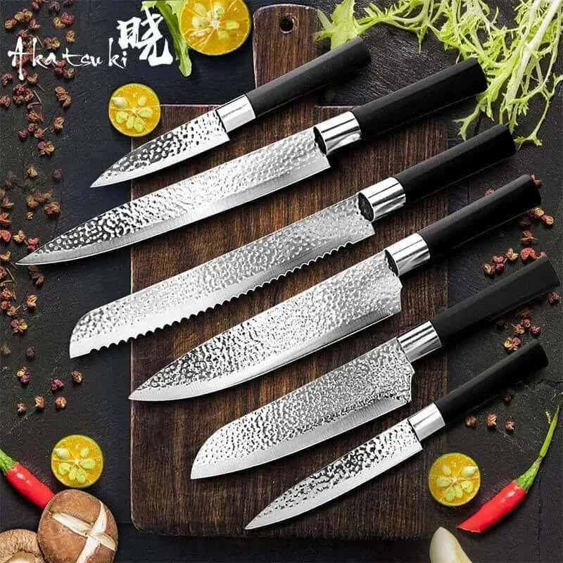 China China Chef knives 6 Set Professional Japanese Kitchen knives High Carban  stainless steel Meat Cleaver Fruit Paring knife Chef Knife
