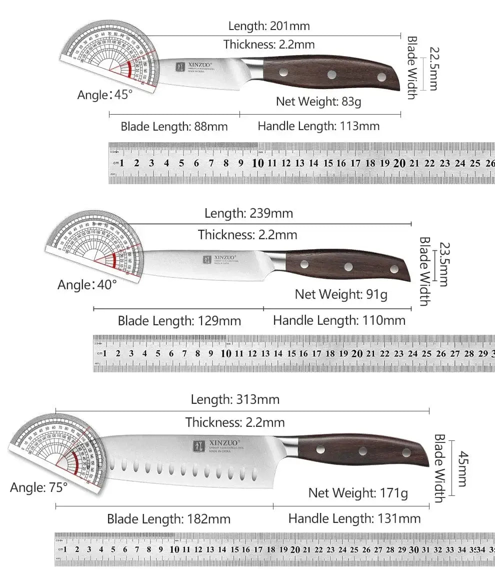 China China CHINA XINZUO High Carbon Germany 1.4116 Stainless Steel 5PCS Kitchen Knife Set High Quality Red Sandalwood Handle Cooking Slicing Tool