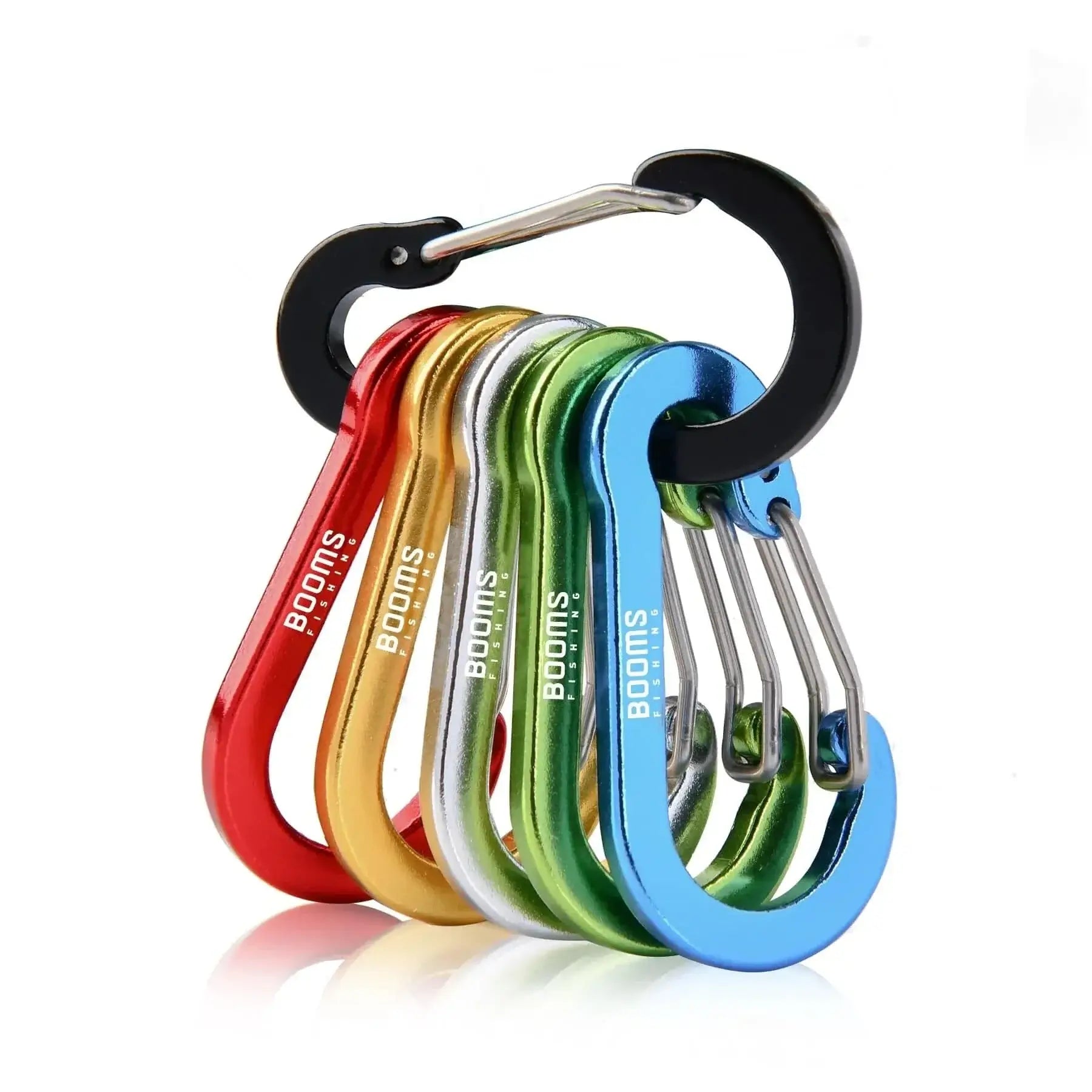 China China Color 6pcs Booms Fishing CC1 6Pcs Aluminum Alloy Carabiner Keychain Outdoor Camping Climbing Snap Clip Lock Buckle Hook Fishing Accessories