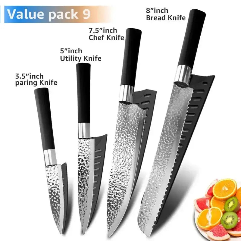 China China D / Russian Federation Chef knives 6 Set Professional Japanese Kitchen knives High Carban stainless steel Meat Cleaver Fruit Paring knife Chef Knife