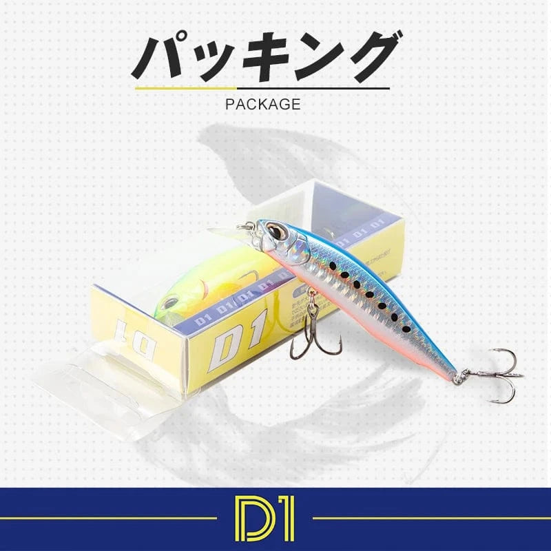 China China D1 Hot Minnow Fishing Lure Suspending Sinking 77mm/8.4g 65mm/5g Artificial Wobblers Saltwater Freshwater Bass Perch Tackle