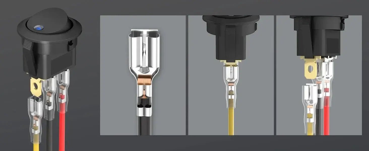 China China DaierTek 4PCS 12V 3 Pin Round Rocker ON/Off LED Light Toggle Switch SPST With Wires for Car Truck Marine Boat Car Accessories