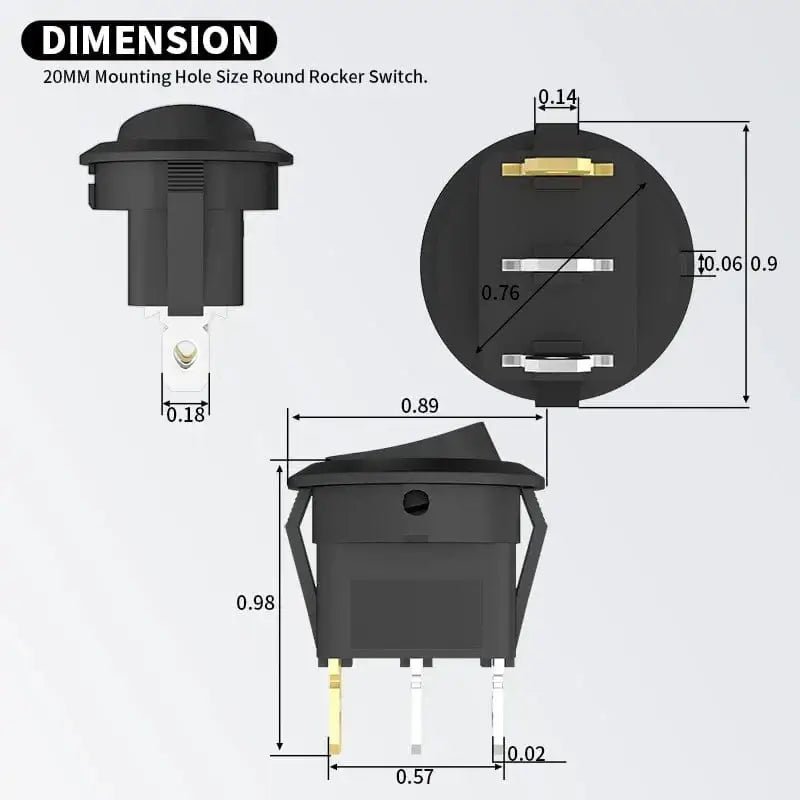 China China DaierTek 4PCS 12V 3 Pin Round Rocker ON/Off LED Light Toggle Switch SPST With Wires for Car Truck Marine Boat Car Accessories