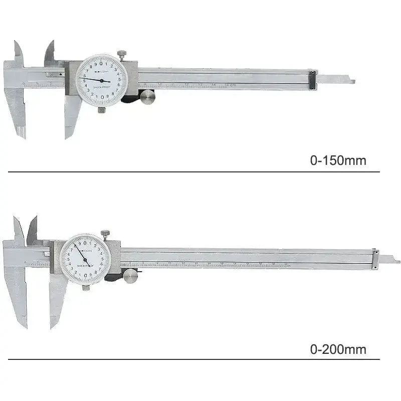 China China Dial Calipers High Precision Metal Vernier Calipers Shockproof Height Depth Inner Outer Diameter Tester 0-200 mm Measuring Tools