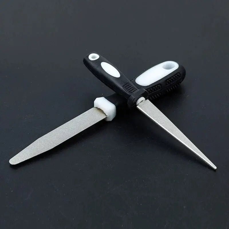 China China Diamond Sharpening Scissors Knives Rod Grit File Garden Tools Double-sided Flat Curved Design Handheld Sharpener Home Supplies