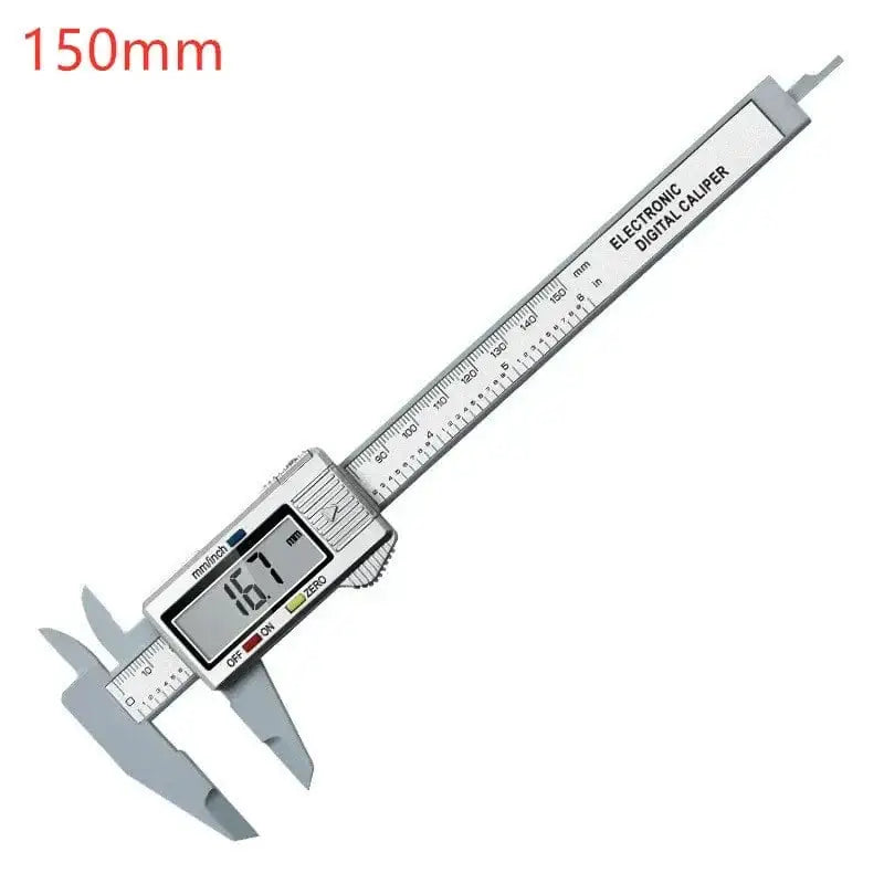 China China Digital Silver 150mm 100mm Electronic Digital Caliper Carbon Fiber Dial Vernier Caliper Gauge Micrometer Measuring Tool Digital Ruler