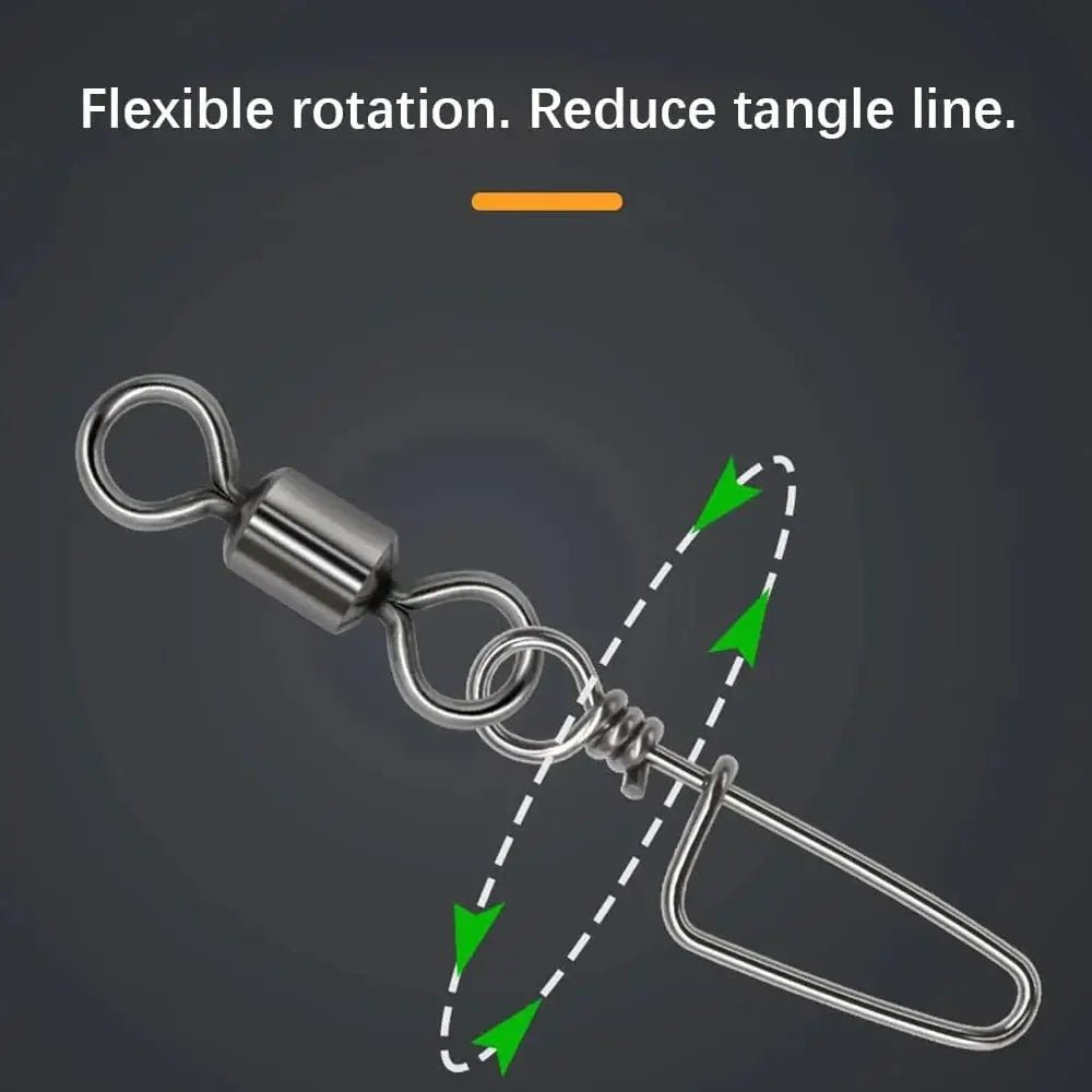 China China DNDYUJU 50pcs Fishing Rolling Bearing Swivels Solid Ring Interlock Snap For Fishhook Lure Fishing Connector Tackle Accessories