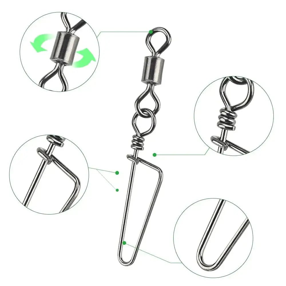 China China DNDYUJU 50pcs Fishing Rolling Bearing Swivels Solid Ring Interlock Snap For Fishhook Lure Fishing Connector Tackle Accessories