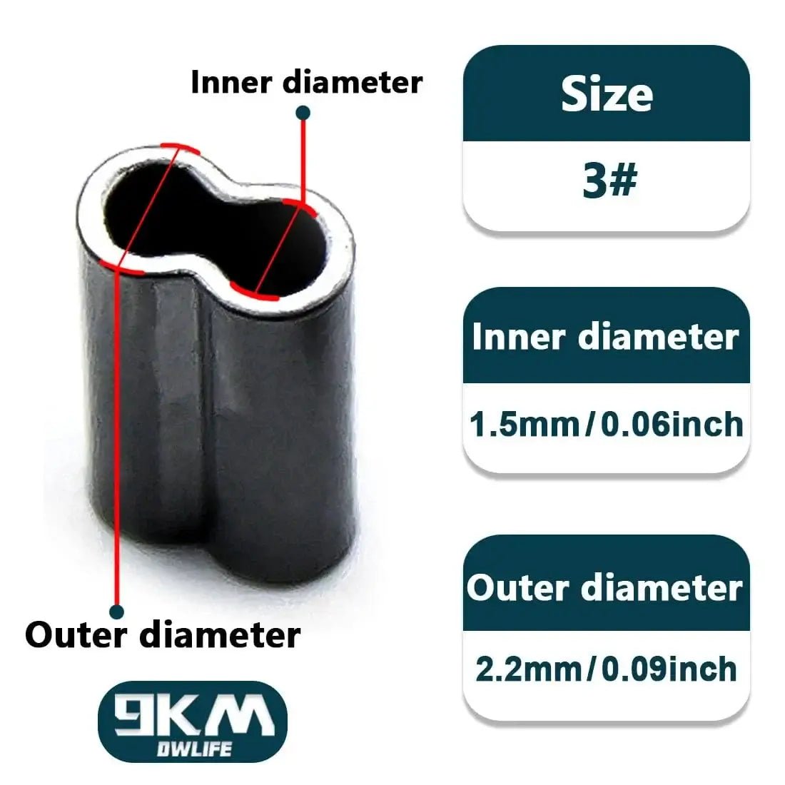 China China Double tube Size 3 / 200 Pcs 50~200Pcs Fishing Wire Tube Brass Fishing Single Double Barrel Crimping Sleeves Fishing Line Accessories Fishing Tube Connector