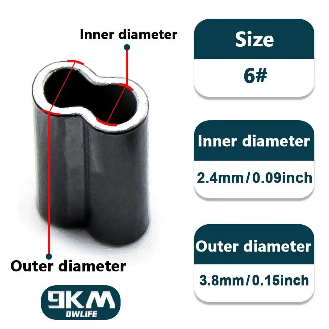 China China Double tube Size 6 / 50 Pcs 50~200Pcs Fishing Wire Tube Brass Fishing Single Double Barrel Crimping Sleeves Fishing Line Accessories Fishing Tube Connector