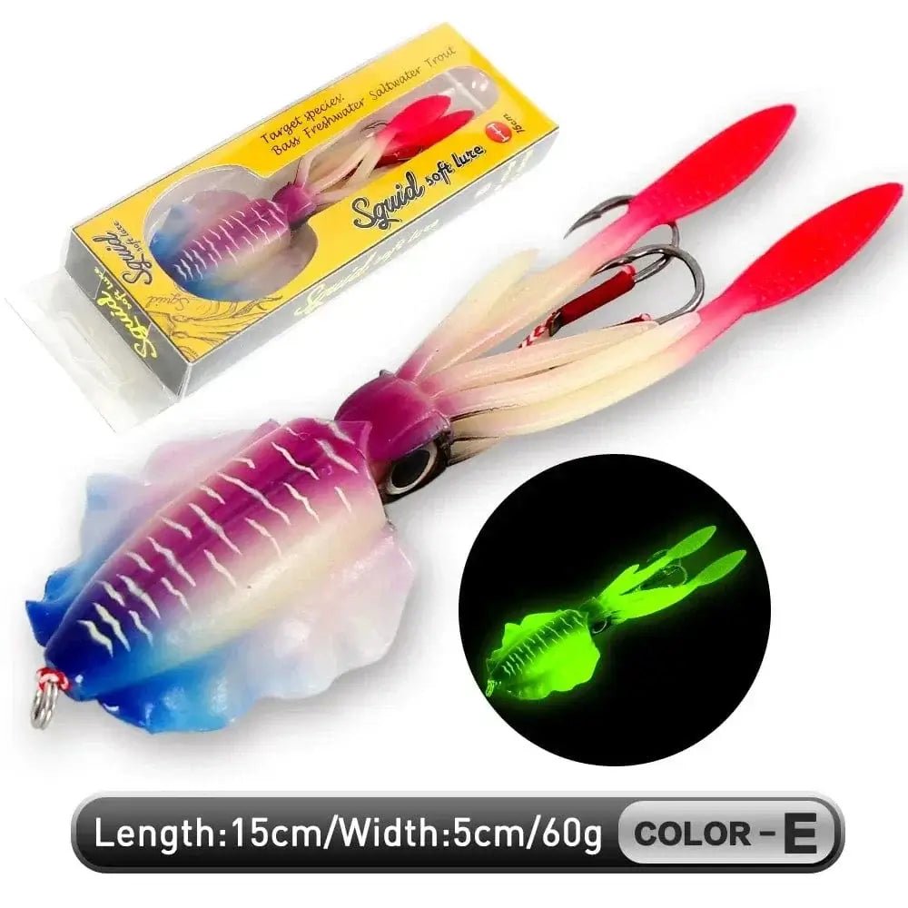 China China E 15cm 60g ZUKIBO Soft Squid Bait Fishing Trolling Lure Octopus Head Jigs 60g Luminous UV Squid Jig for Deep Sea Boat Fishing Wobblers Bait