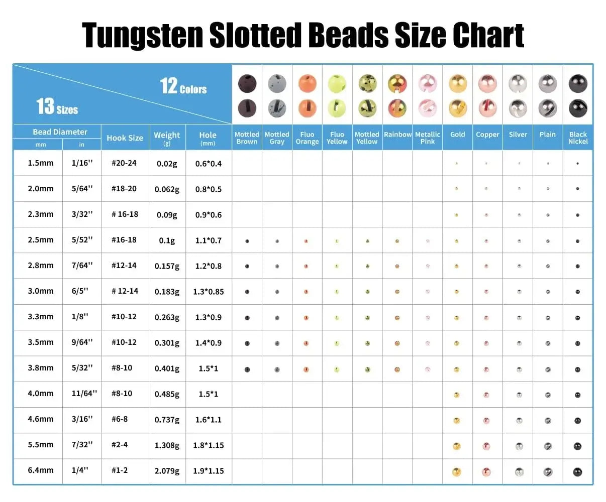 China China Elite TG 50pcs Tungsten Slotted Beads 2.5mm-3.8mm Trout Panfish Hook Fly Tying Bead Material Multi-Color Fly Fishing Tackel